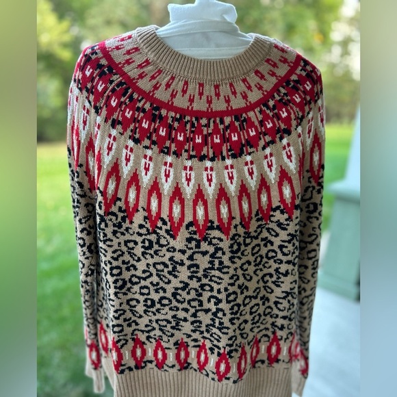 Charter Club Red and Beige Patterned Sweater - Picture 3 of 7